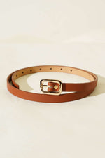 Ceinture Fine À Boucle Or Tan