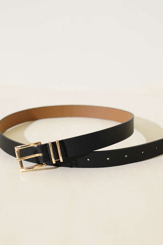 Ceinture à boucle fine carrée noire