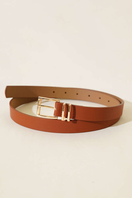 Thin Buckled Belt Tan