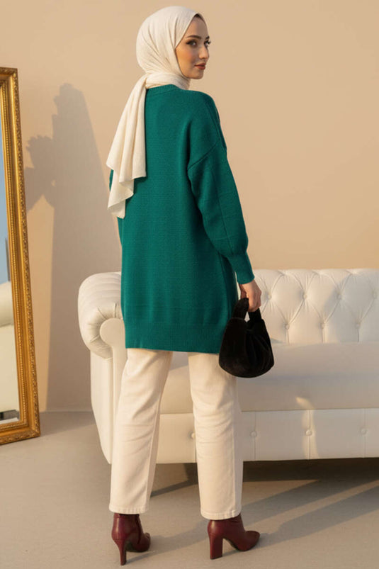 Kare Kabartmalı Yumoş Triko Tunik Nefti