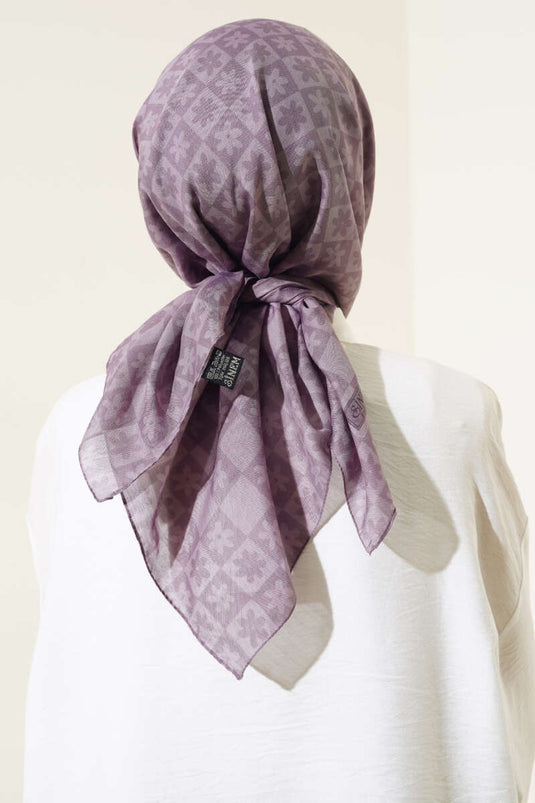 Foulard Carré à Motifs Petites Fleurs Lilas