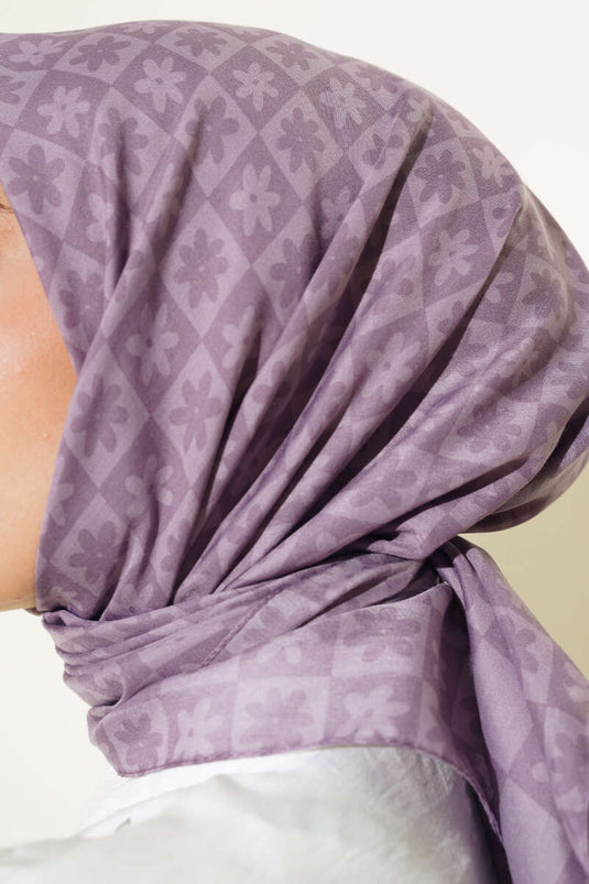 Foulard Carré à Motifs Petites Fleurs Lilas