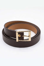 Ceinture à boucle métallique dorée Kare Marron foncé