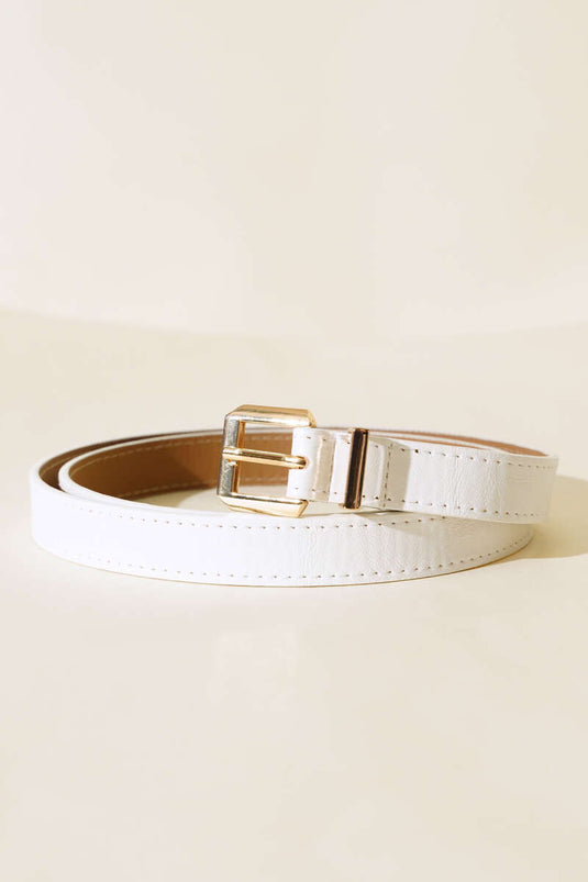 Ceinture fine blanche à boucle métallique Kare