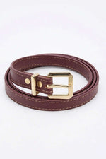 Ceinture Fine Bordeau À Boucle Métal Carrée