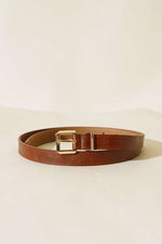 Ceinture Fine En Cuir Avec Boucle Métallique Kare, Couleur Tabac