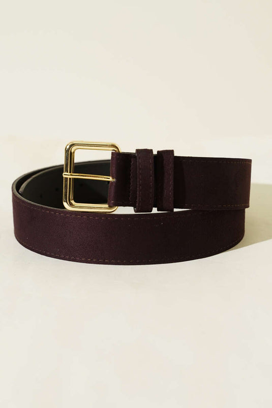 Kare Metal Tokalı Kemer Acı Kahve