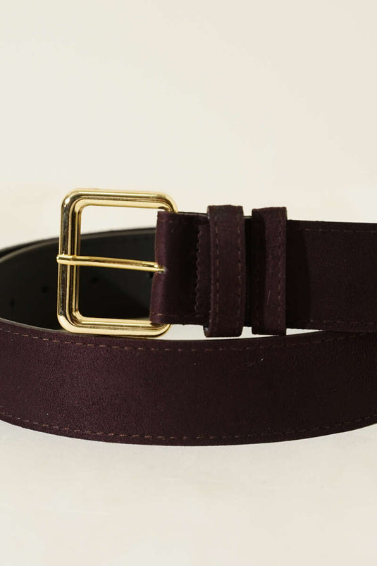 Kare Metal Tokalı Kemer Acı Kahve