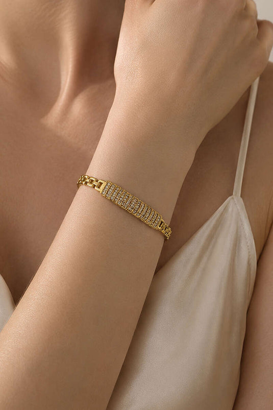 Gold Bracelet With Square Stone Detail