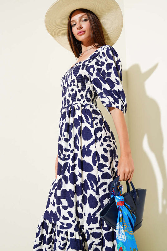 Robe midi Gipel à encolure carrée bleu marine