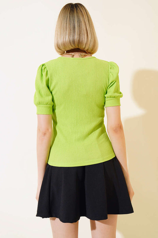 Blouse Col Carré Vert