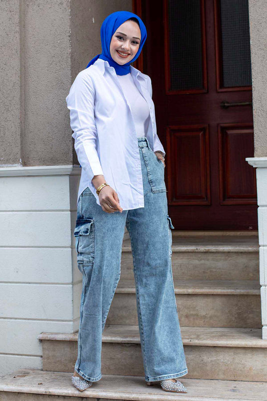 Cargo Hijab Jeans IJsblauw