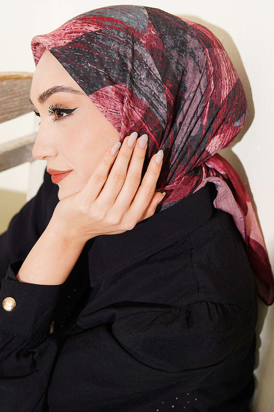 وشاح آيدا من بامبو كراش بنقوش مختلطة بلون بوردو