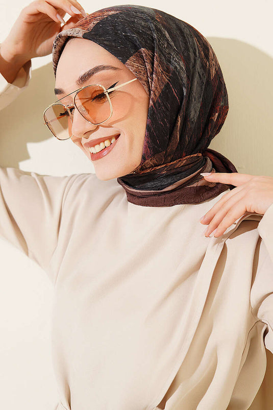 وشاح آيدا بنقشة مختلطة من بامبو كراش باللون البني
