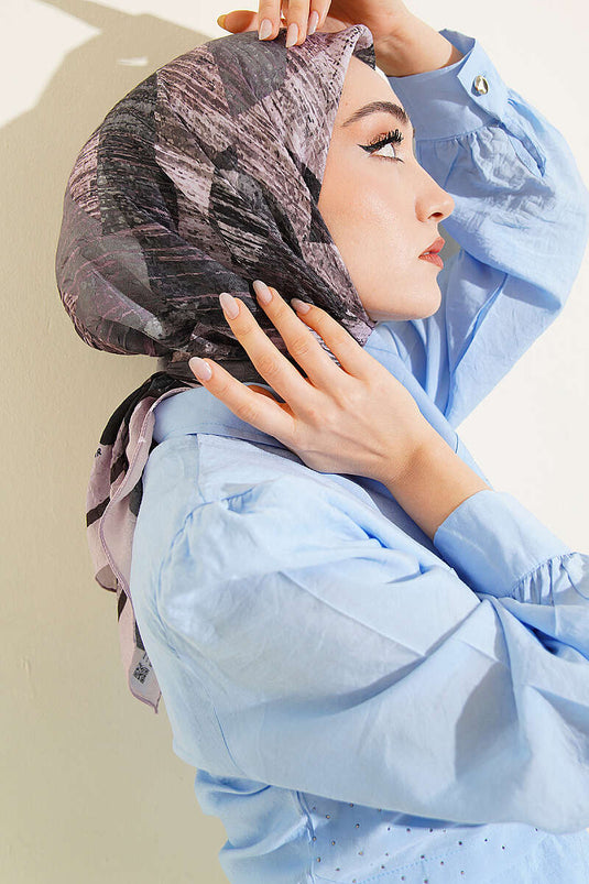 وشاح عيدا بنقشة مختلطة من بامبو كراش بلون بودرة