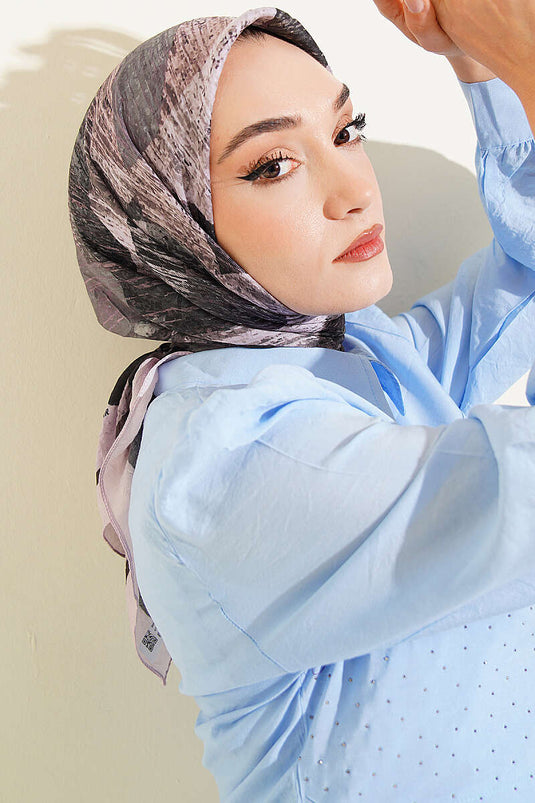 وشاح عيدا بنقشة مختلطة من بامبو كراش بلون بودرة