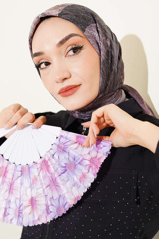 وشاح آيدا بنقشة مختلطة من بامبو كراش بلون القهوة الناعم