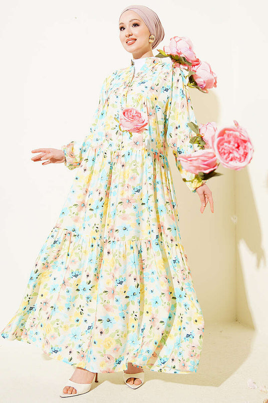 Robe à motifs variés avec boutons en pierre, assortiment 7