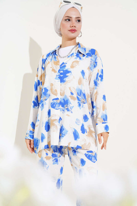 بدلة مزدوجة فيسكوز بنمط مختلط ساكس بيج