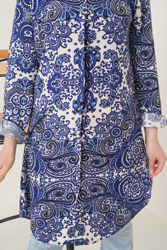 Chemise indigo série motifs mixtes