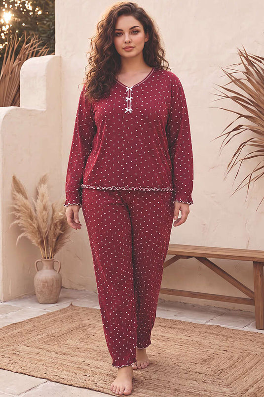 Karışık Desenli Büyük Beden Pijama Takımı Asorti 7