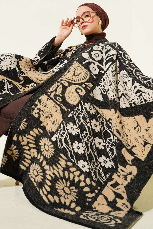 Karışık Desenli Panço Siyah