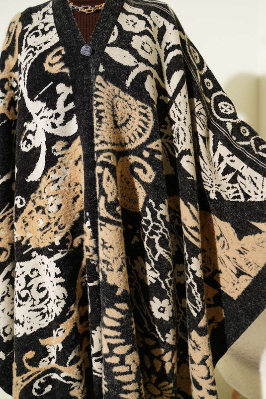 Karışık Desenli Panço Siyah