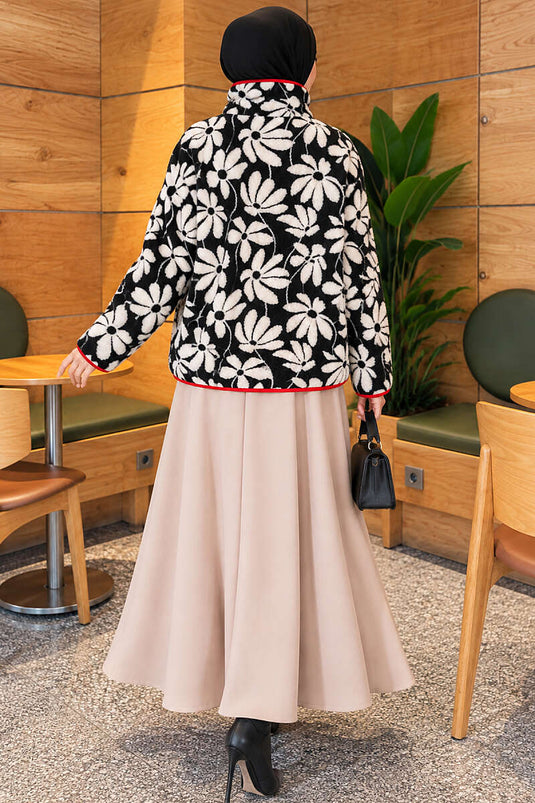 Manteau En Fausse Fourrure À Motifs Mélangés Noir