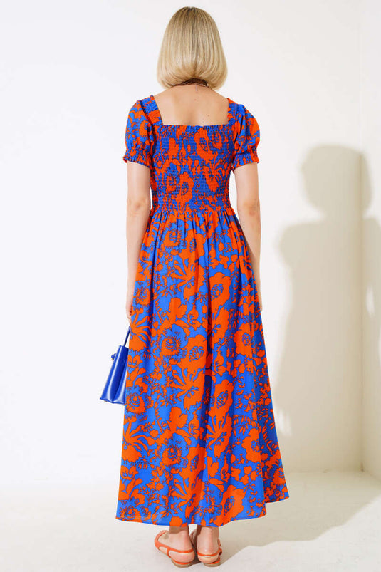 Robe tissée en viscose à motifs variés, couleur orange Saxe