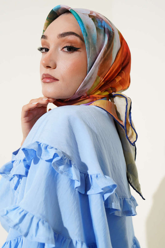 Karışık Ebruli Eşarp Lacivert