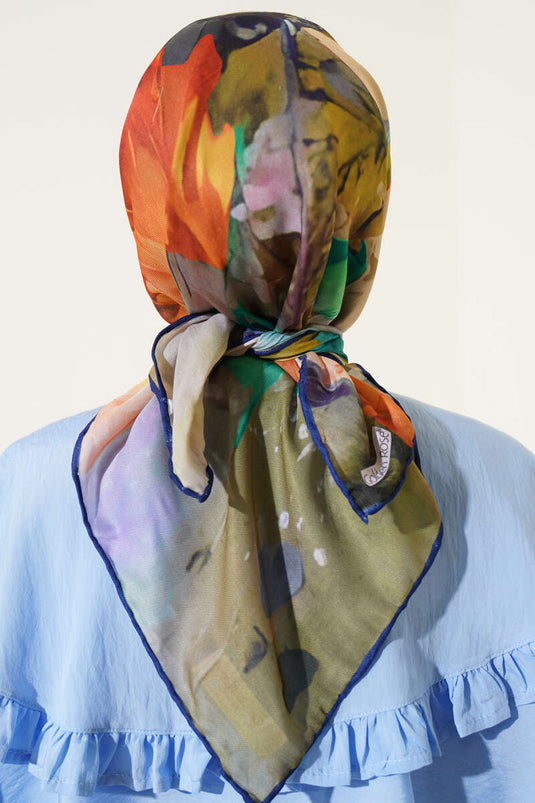 Karışık Ebruli Eşarp Lacivert