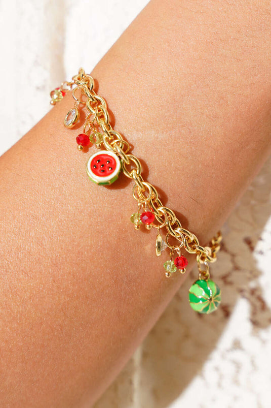 Karpuzlu Taşlı Bileklik Gold