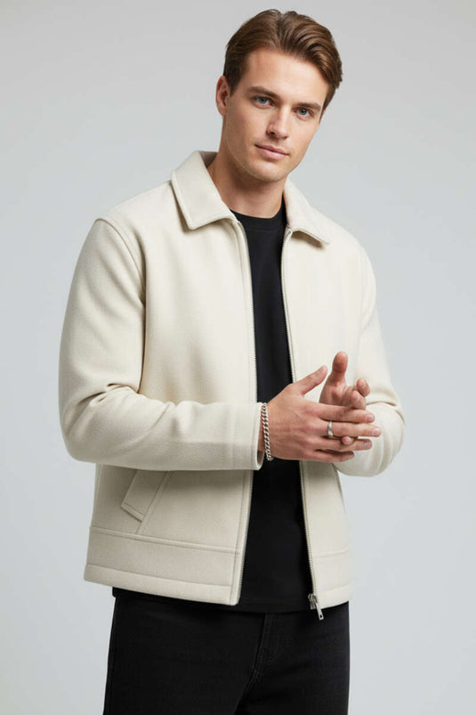 معطف رجالي من الكشمير بلون حجري