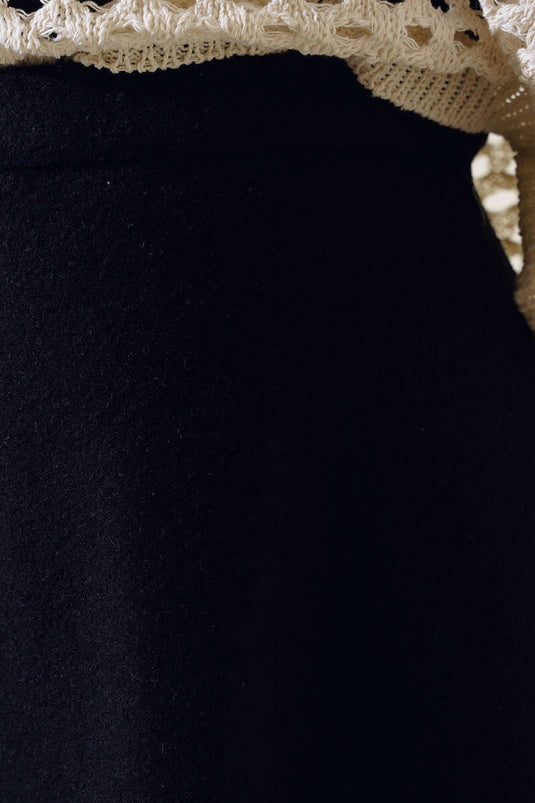 Kaşe Kloş Etek Siyah