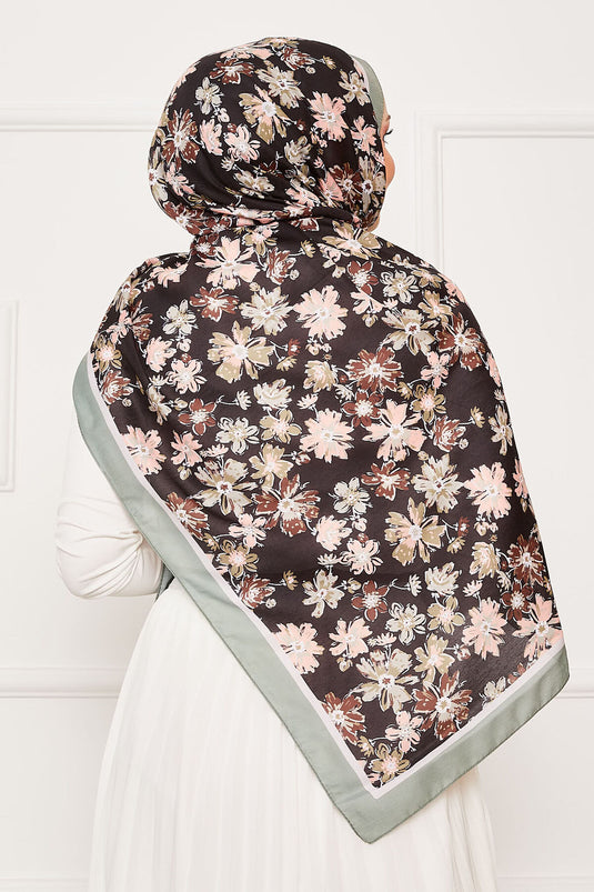 Chrysanthemum Pattern Hijab Shawl Mint