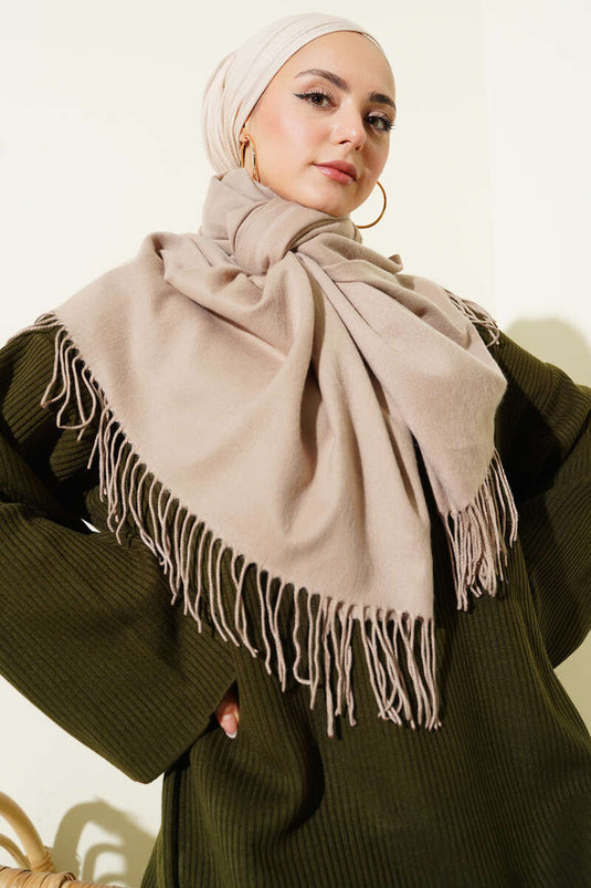 Kaşmir Omuz Şalı Vizon