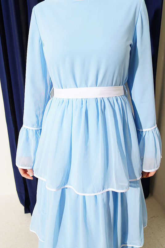 Robe en chiffon à ceinture à bords Kat Kat bleue