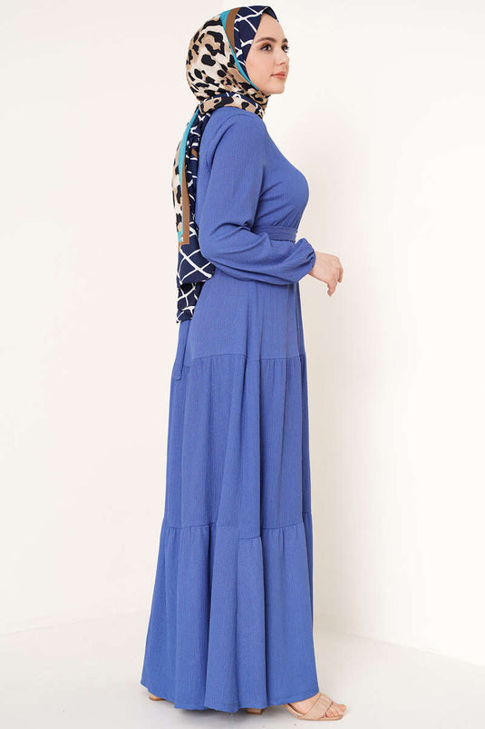 Robe portefeuille superposée avec ceinture Indigo