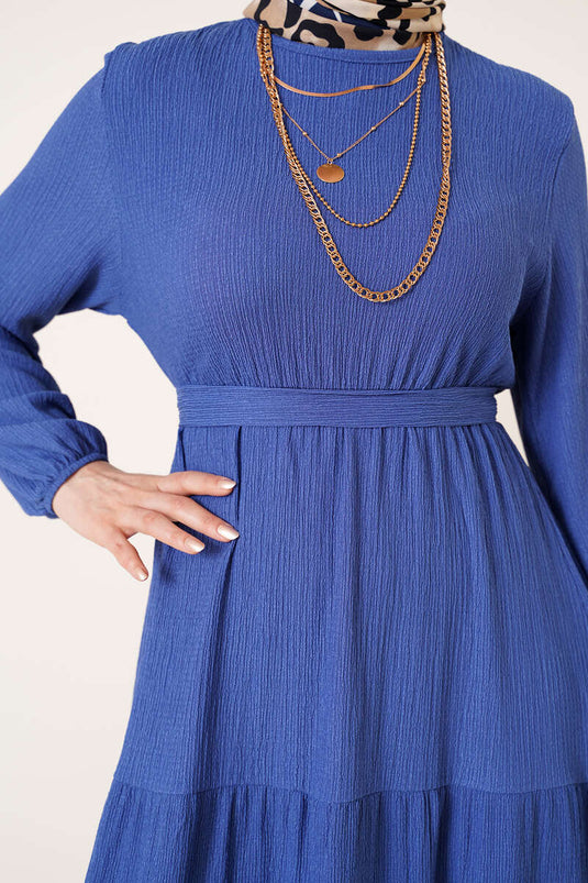 Robe portefeuille superposée avec ceinture Indigo