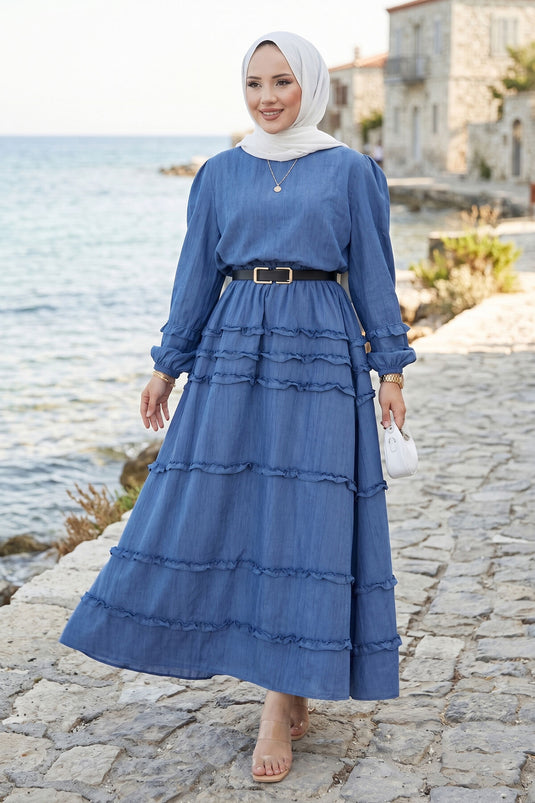 Kat Kat Ruffled Skirt Set Indigo