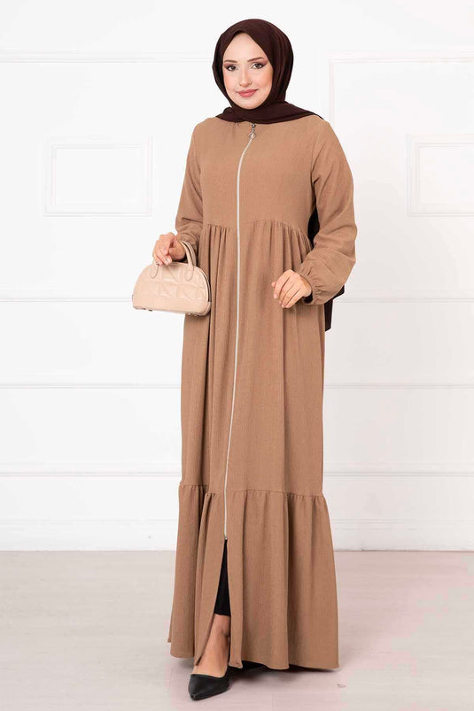 Kat Kat Kolları Lastikli Ferace Camel