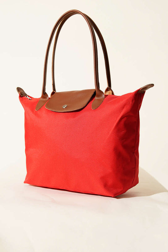 Foldable Snap Closure Bag, Red