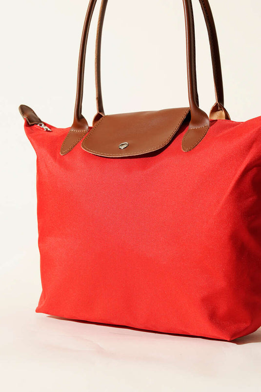 Foldable Snap Closure Bag, Red