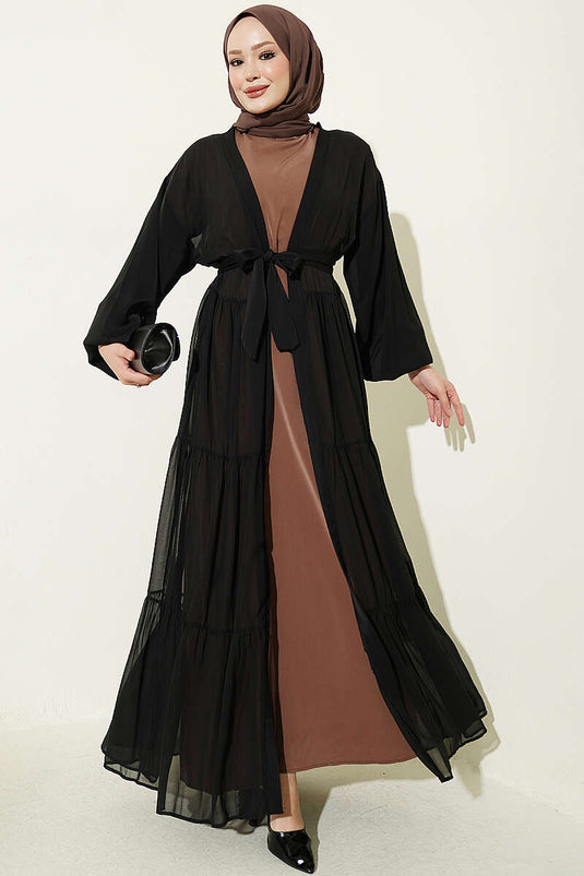 Ensemble Abaya Deux Pièces Enveloppée Latte
