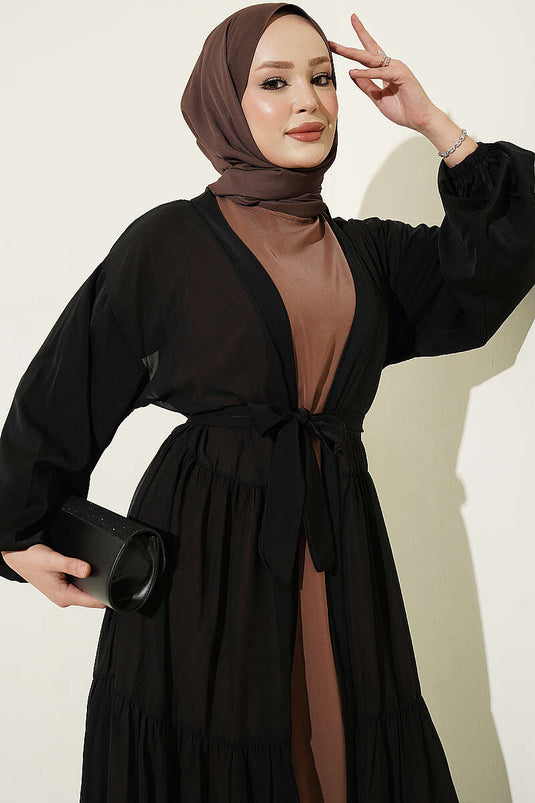 Ensemble Abaya Deux Pièces Enveloppée Latte