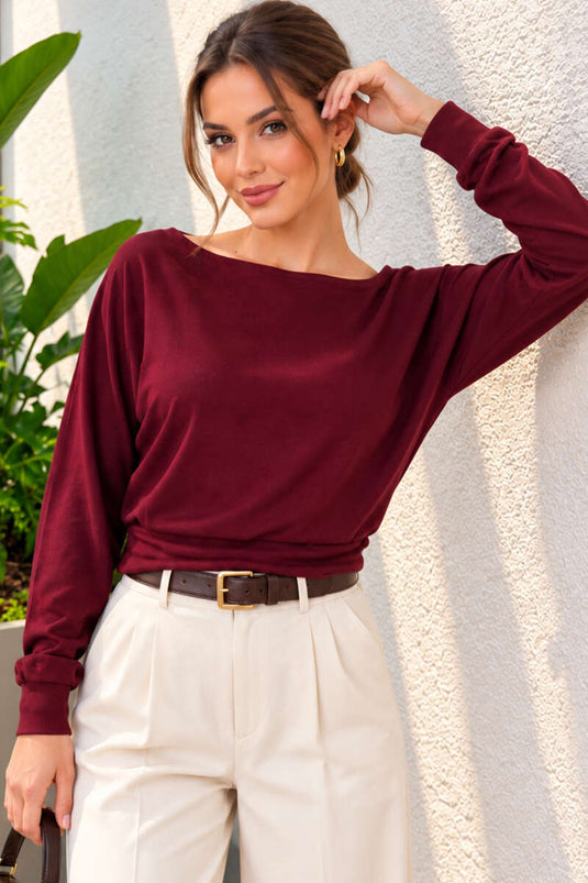 Blusa Basic A Girocollo In Malva