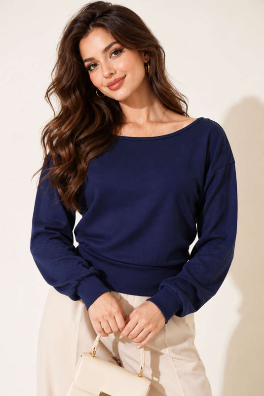 Loysha Bluse Mit Rundhalsausschnitt Marineblau