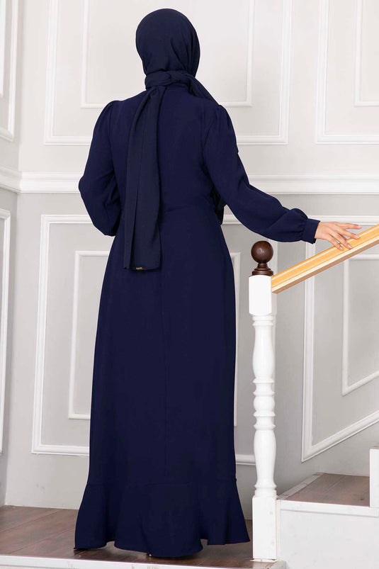 Kayla Rüschen-Hijab-Abendkleid, Parlamentsblau