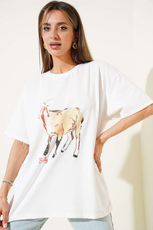 Goat Printed T-shirt Ecru