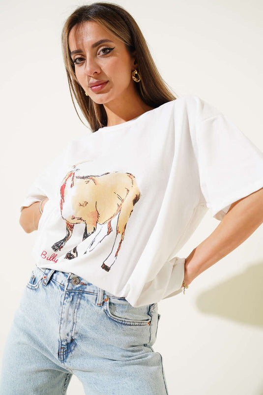 Goat Printed T-shirt Ecru
